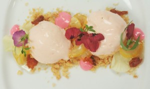 Grapefruit Mousse with Ritz Cracker Streusel