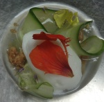 Greek Yogurt Sorbet, Cucumber Consomme, Garden Flowers