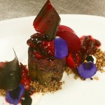 Purple Potato Cake with Cassis, Blackberry, and Plum