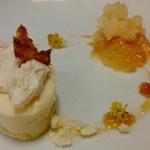 Grapefruit: panna cotta, meringue, marmalade, granita