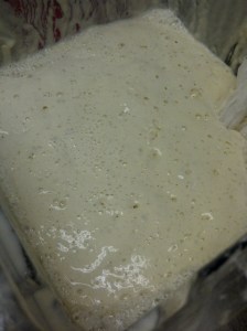 Sourdough Starter: the first few days of life. On the top left, you will see the cheesecloth holding the grape mash that I used to start the sourdough.