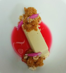 Butterscotch Semifreddo with Red Currant Consomme